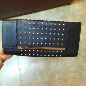 DANIER genuine leather large clutch studded